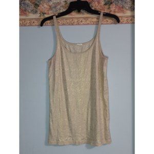 J. Crew Large Beige Gold Casual Going Out Party Colorful Stretch Tank Top